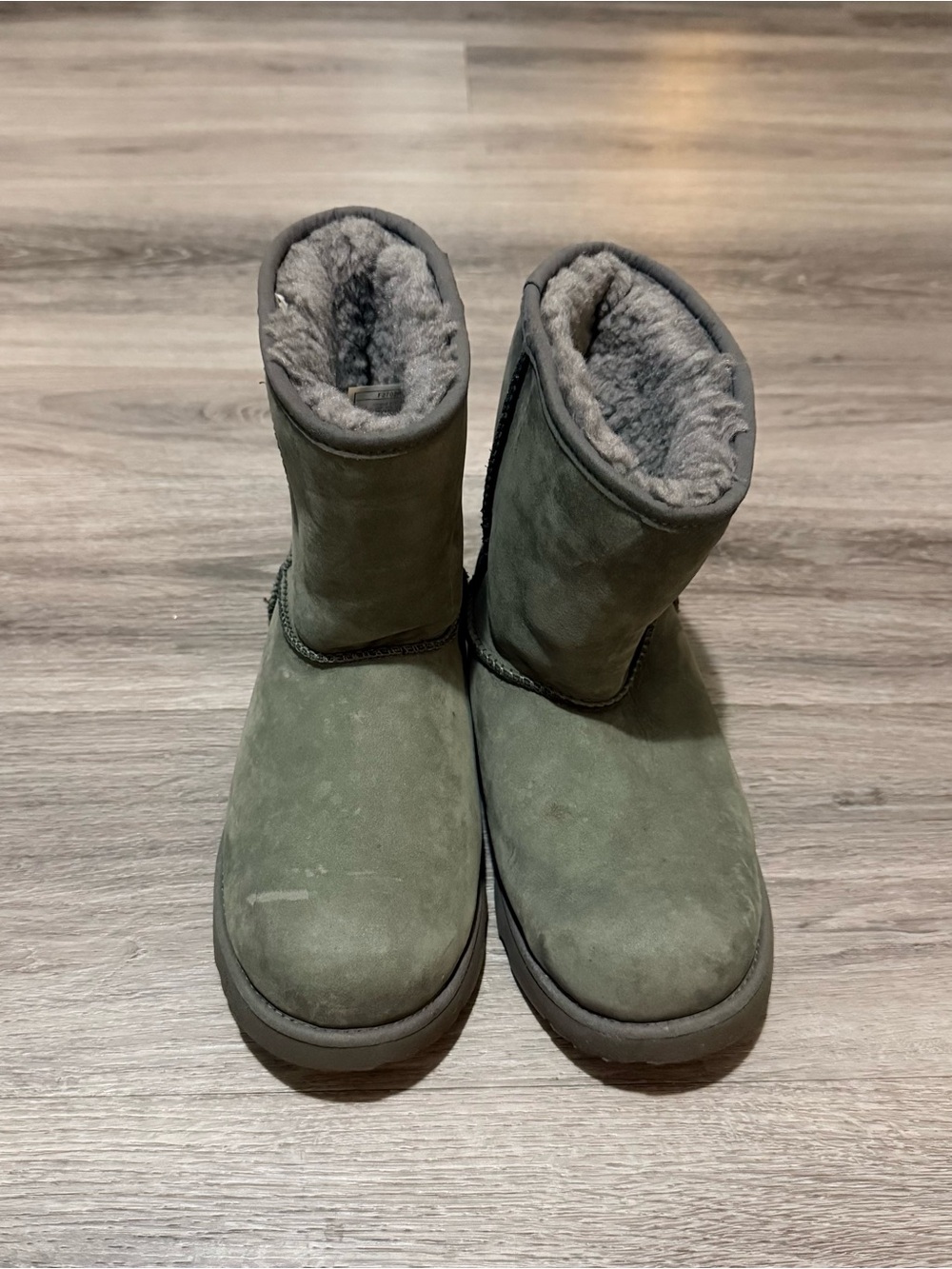 UGG Kids Short Suede Boots in Gray with Gray Shearling
